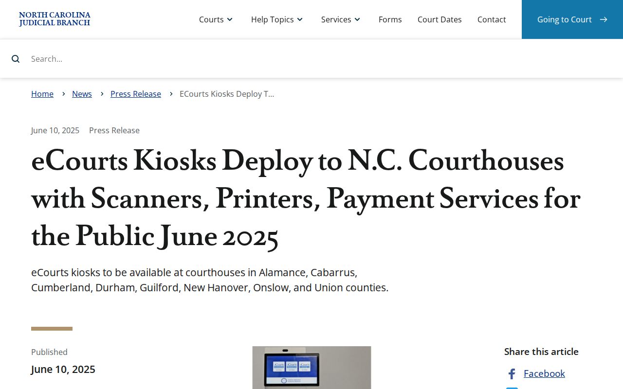 Durham case search eCourts kiosk announcement