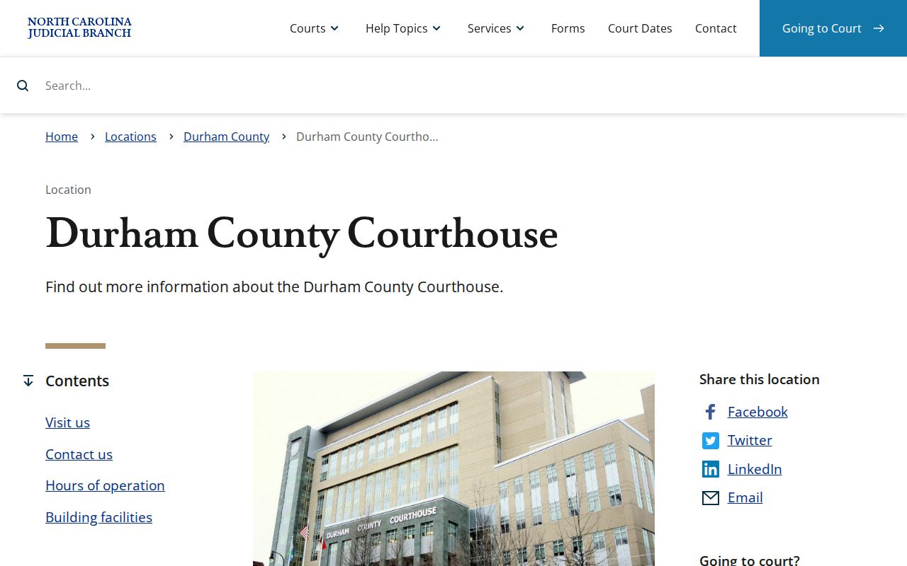 Durham court docket records hub at the Durham County Courthouse