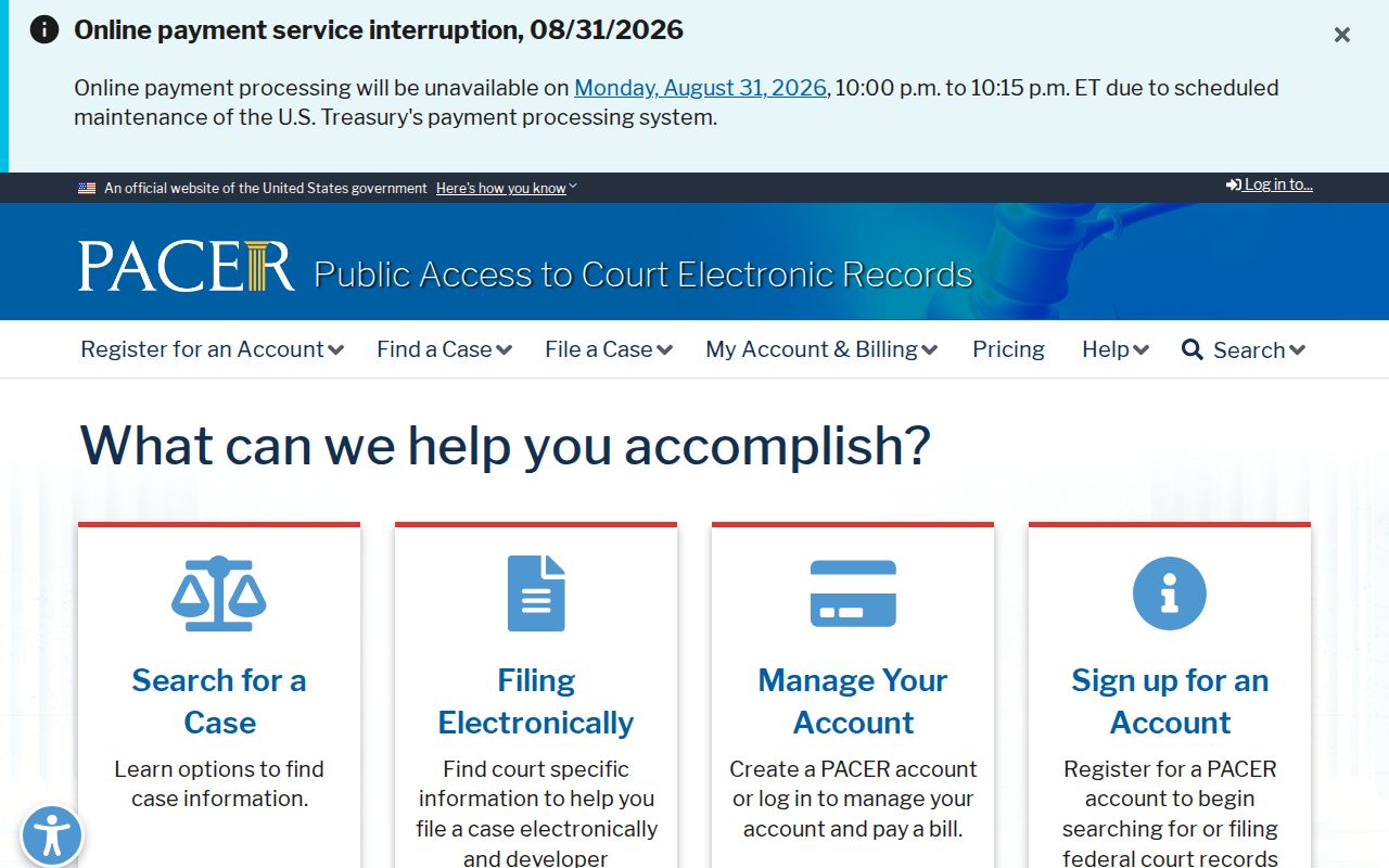 Durham court records comparison showing the PACER federal record access service