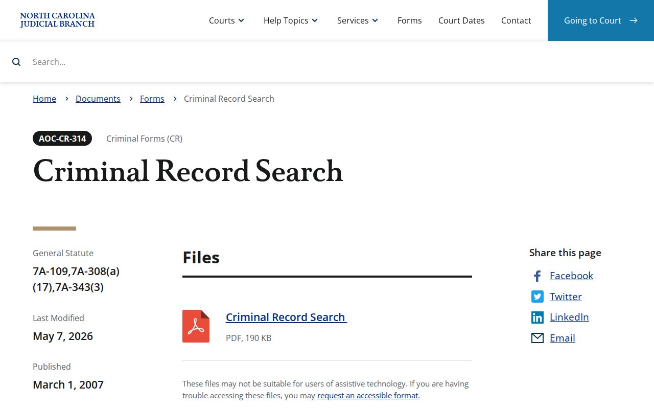 Durham criminal docket certified record search information