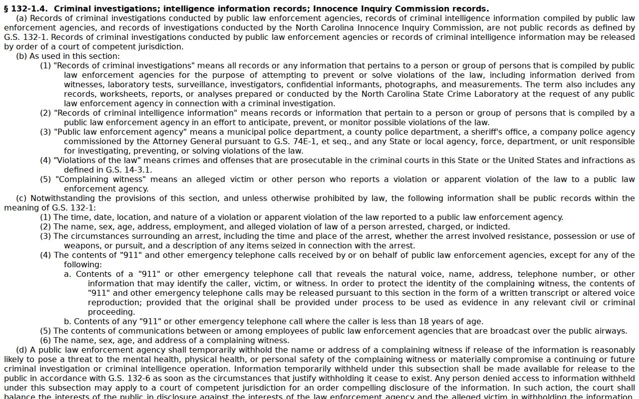Durham criminal docket public access statute
