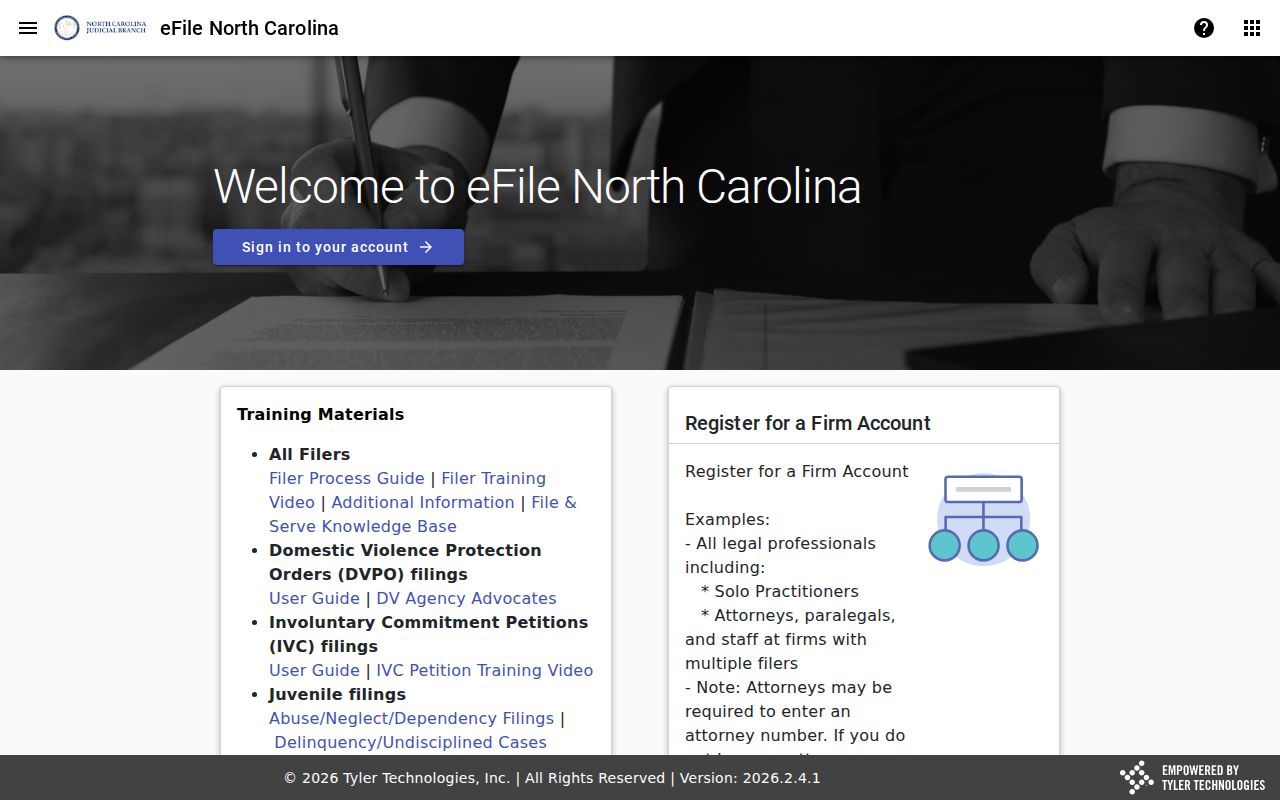 Durham County court docket eCourts filing system context