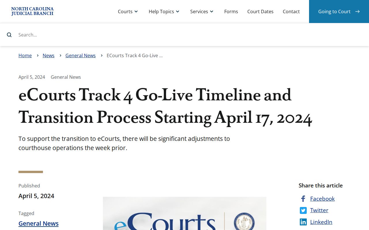 Morrisville court docket venue search context from the Durham eCourts Track 4 announcement