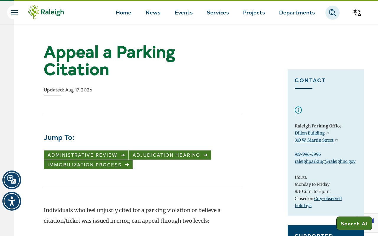 Raleigh court docket city parking appeal process